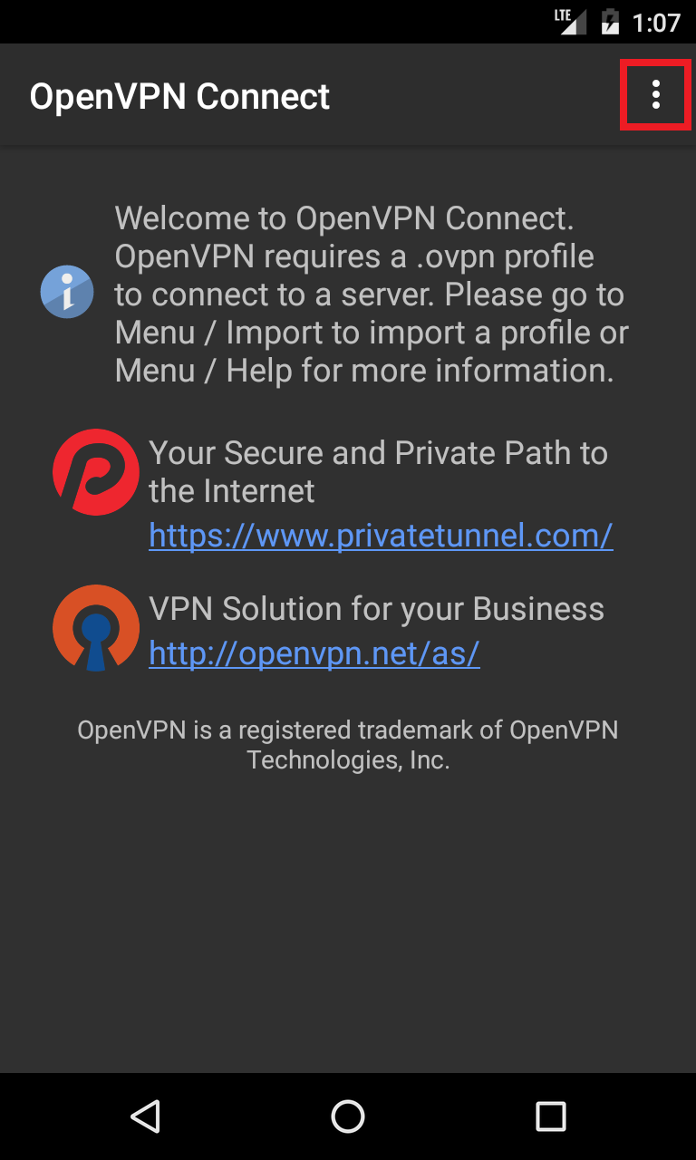 instal the new for android OpenVPN Client 2.6.8.1001